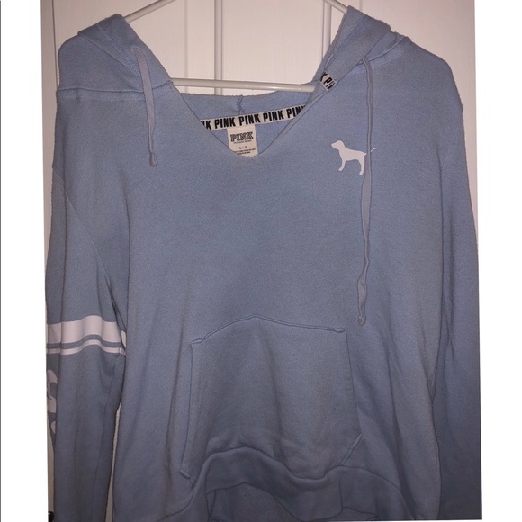 PINK Victoria's Secret Tops - Baby blue and white pink hoodie